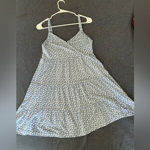 Light blue floral V-neck spaghetti strap dress